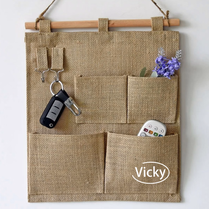 Eco Jute Hanging Storage Pockets