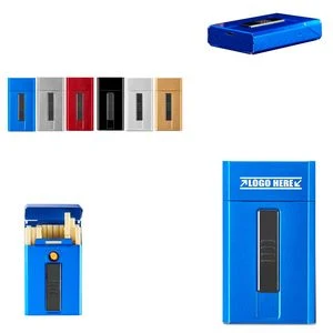 Slim Metal Cigarette Case With Built In USB Rechargeable Lighter 1