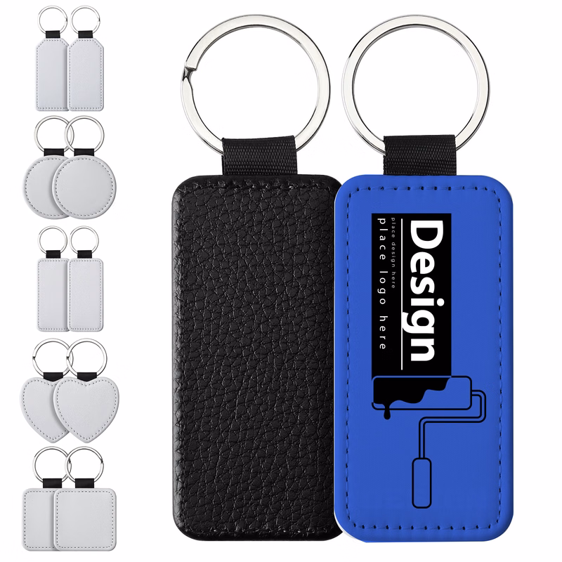 PU Keychain Leather With Golden Keyring