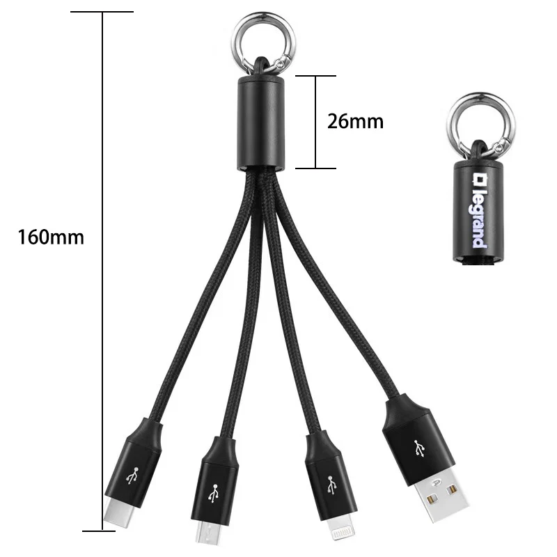 3 in 1 (2 - Pack) USB Cable with Keychain 1