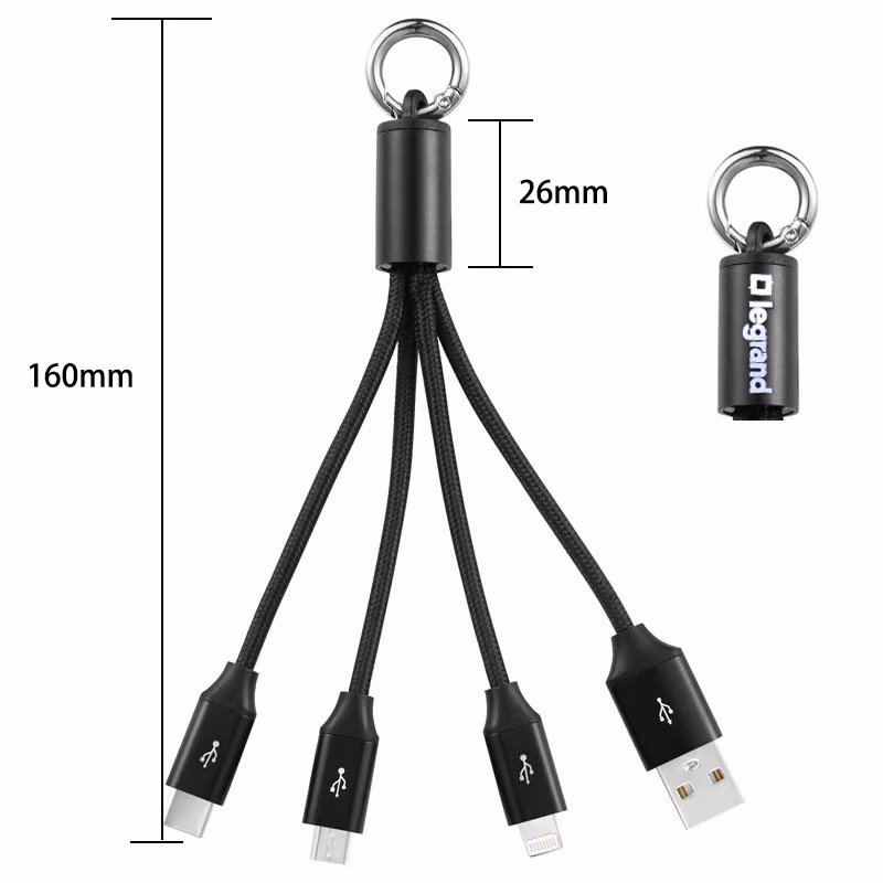 3 in 1 (2 - Pack) USB Cable with Keychain