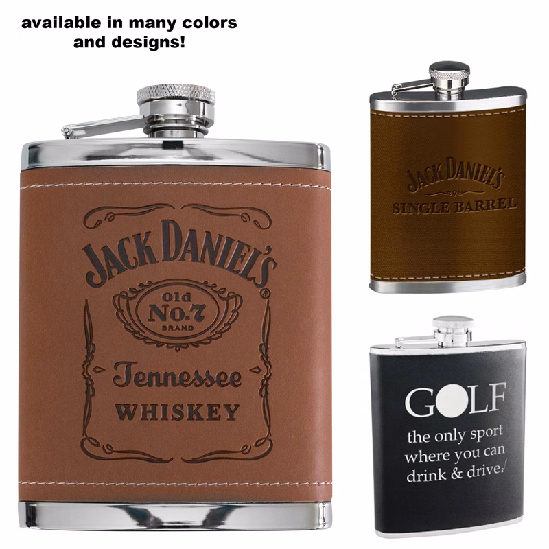 Walters Leather Premium Stainless Steel Hip Flask - 6 Oz