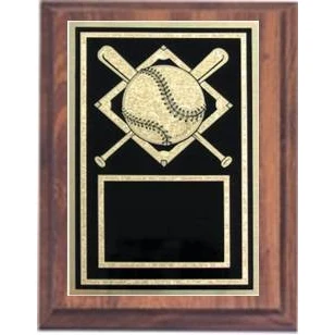 6" x 8" Cherry Finish Plaque with a Baseball Plate 1