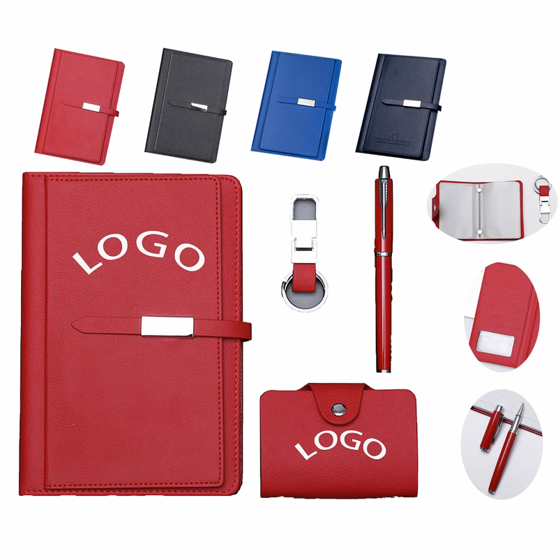 Notebook Gift Set Including Pens, Card Holders, Key Chains