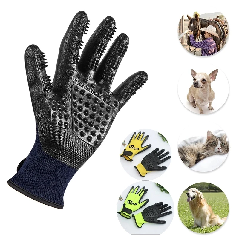 Gentle Deshedding Brush Pet Grooming Gloves 1