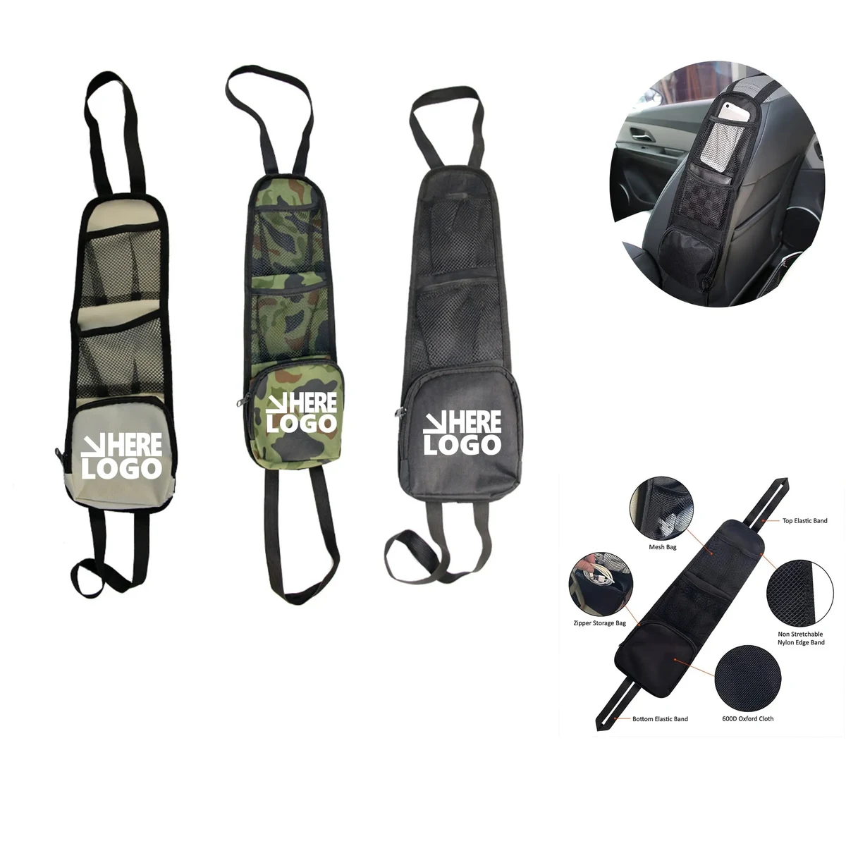 Car Seat Side Storage Bag 600D Oxford Cloth 1