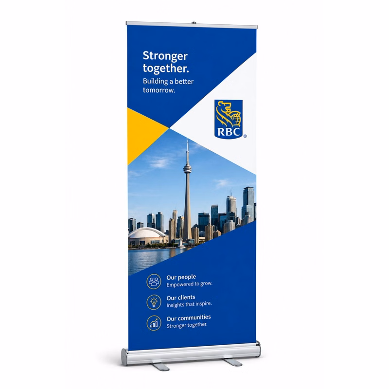 48 Hr Quick Ship - Premium Retractable Pull Up Banner with Graphics, Stand & Bag, 33.5x79, NO SETUPS