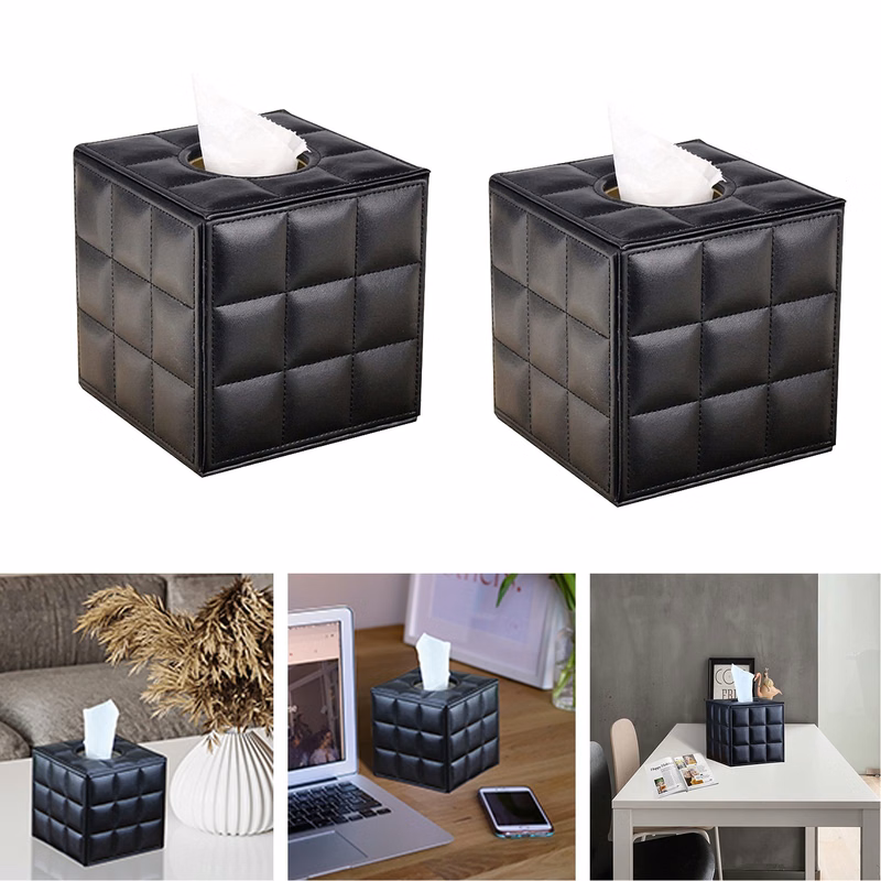 Square Facial Tissue Case Facial Paper Organizer Dispenser
