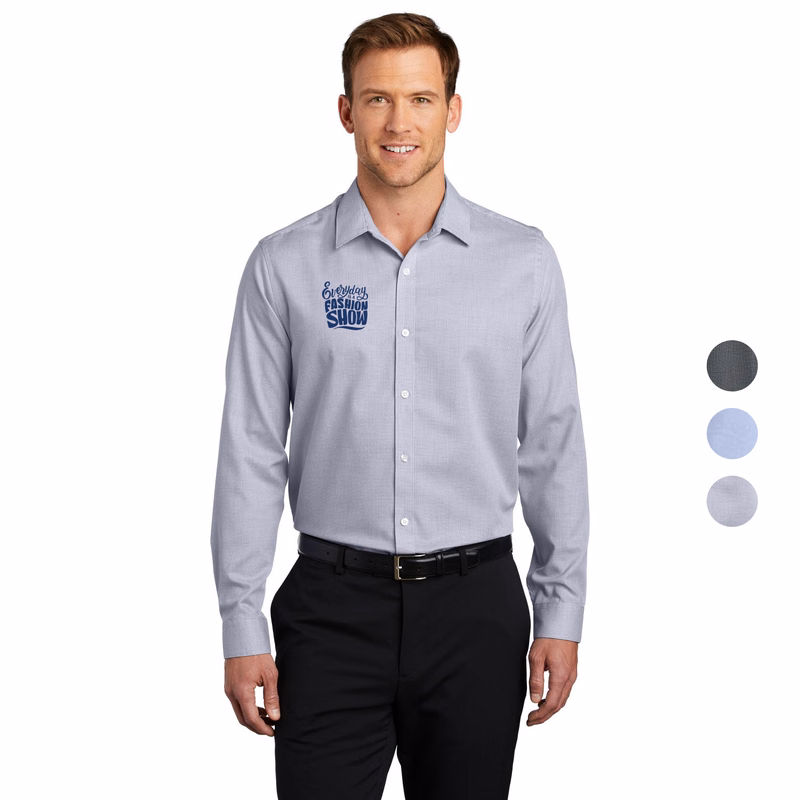 Port Authority Pincheck Easy Care Longsleeve Shirt 3.4 oz.