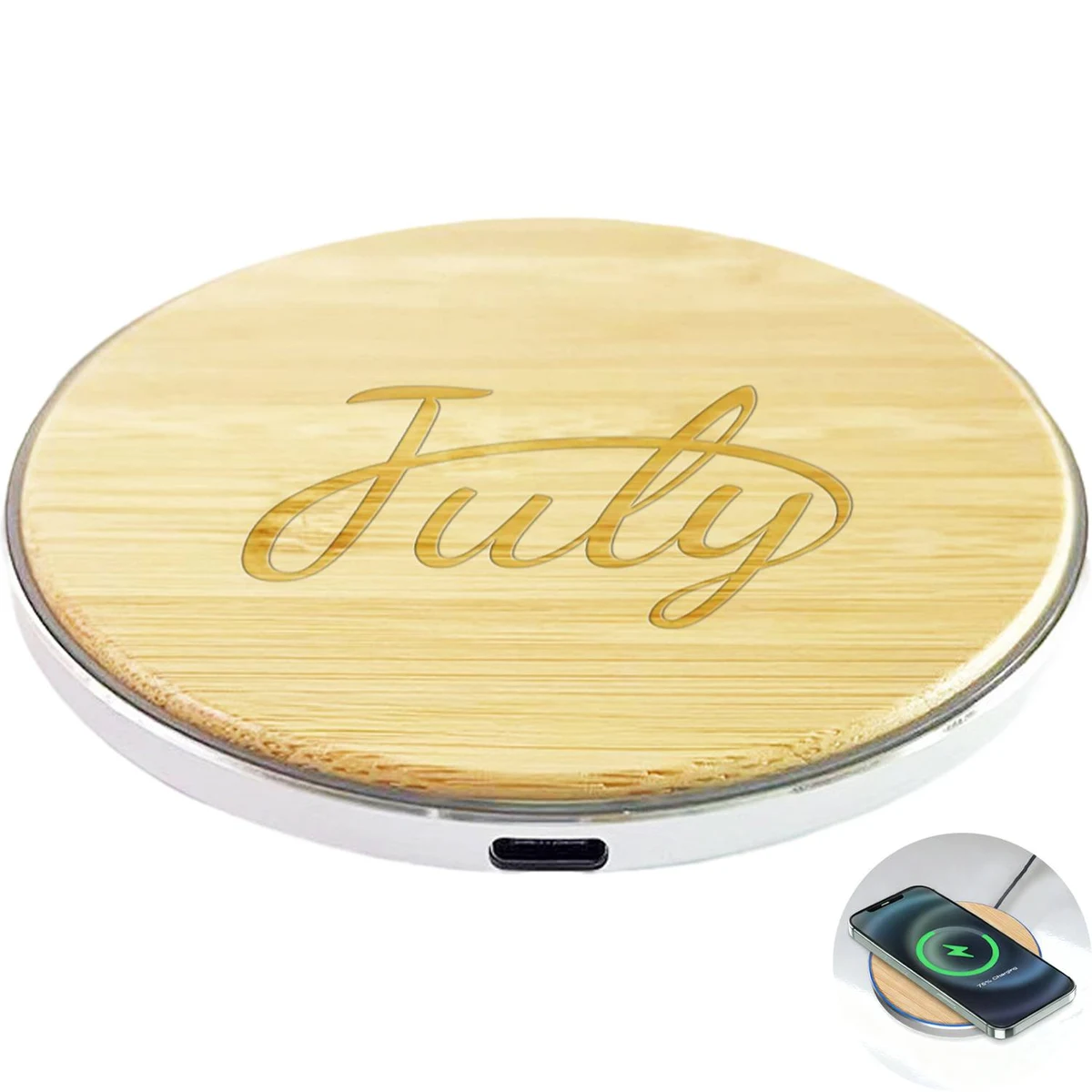 Bamboo Round Wireless Charger 1