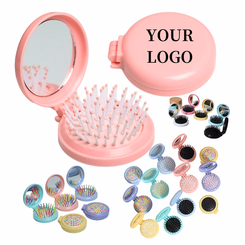 Foldable Massage Comb with Mirror Portable
