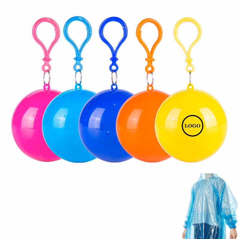 Emergency Rain Poncho with Keychain Ball