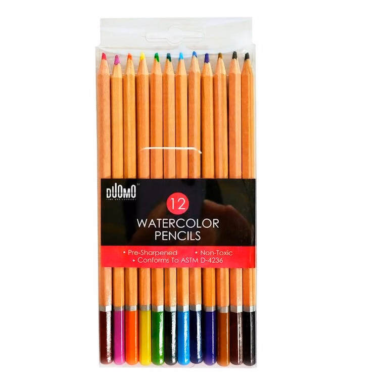 Watercolor Pencils - 12 Pre-sharpened Colors