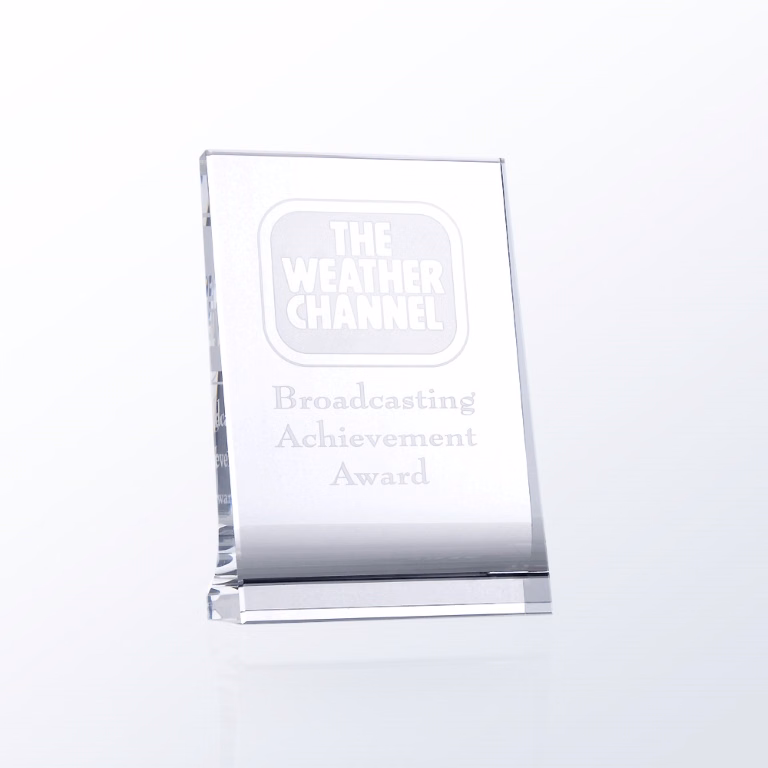 Vertical Plaque Optic Crystal Award - Large