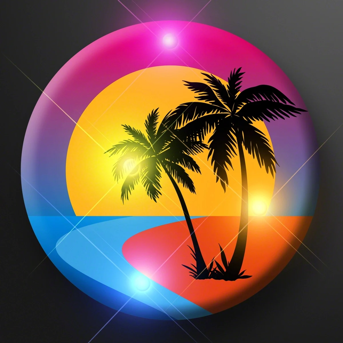 LED Palm Tree Sunset Light Pins 1