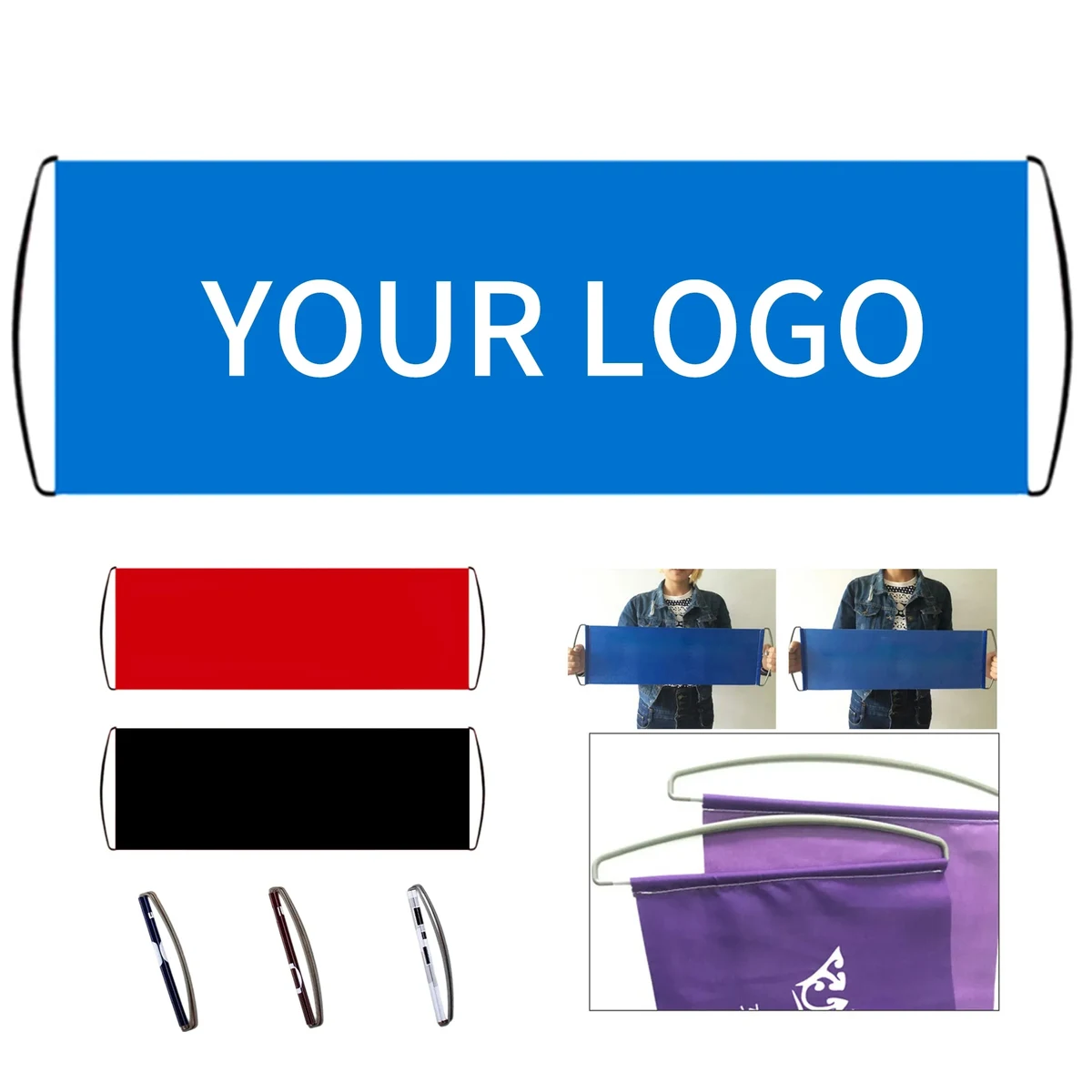 Retractable PET Hand Banner Practical Design for Sports or Rallies 1