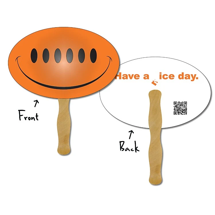 Hand Fan - Laminated 9.3125x6 Oval Shape - 14 pt. 1