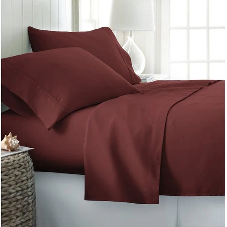 Microfiber Bed Sheets - Burgundy Twin 3 Piece Set 1