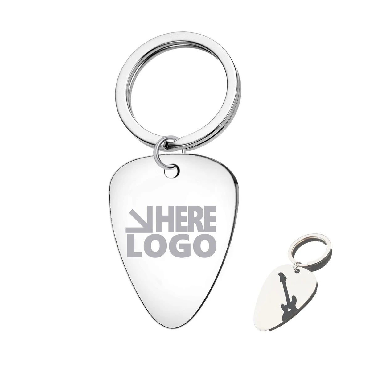 MOQ 20 Stainless Steel Guitar Pick Key Tag 1