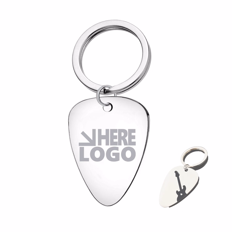 MOQ 20 Stainless Steel Guitar Pick Key Tag