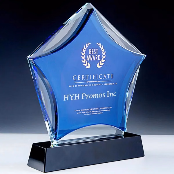 Blue Star Shaped Crystal Awards
