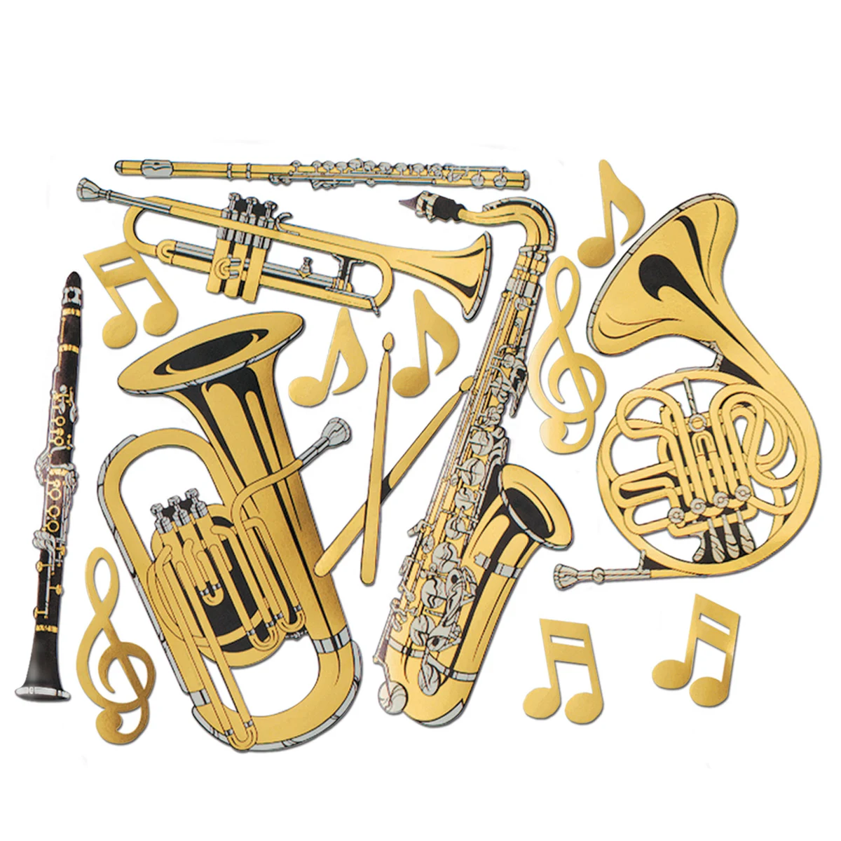 Gold Foil Musical Instrument Cutouts 1