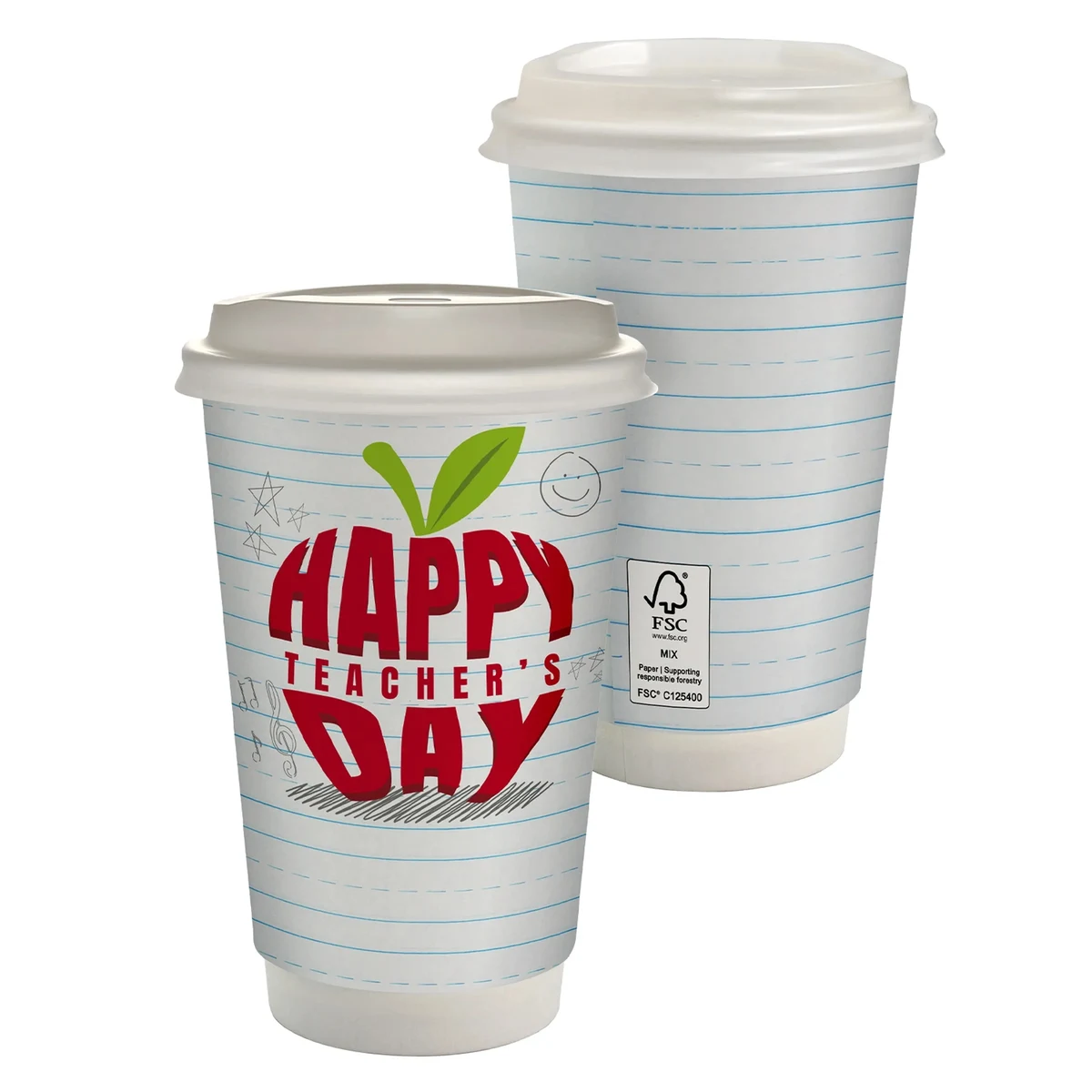 16 oz. Teacher Full Color Paper Cup with Lid 1