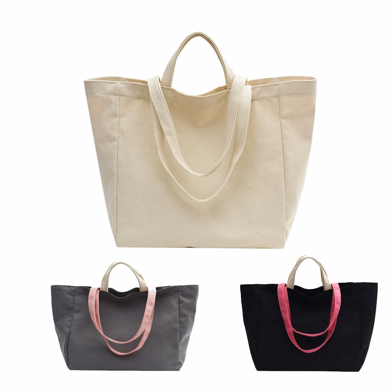Two Different Handle Sizes Canvas Tote Bag