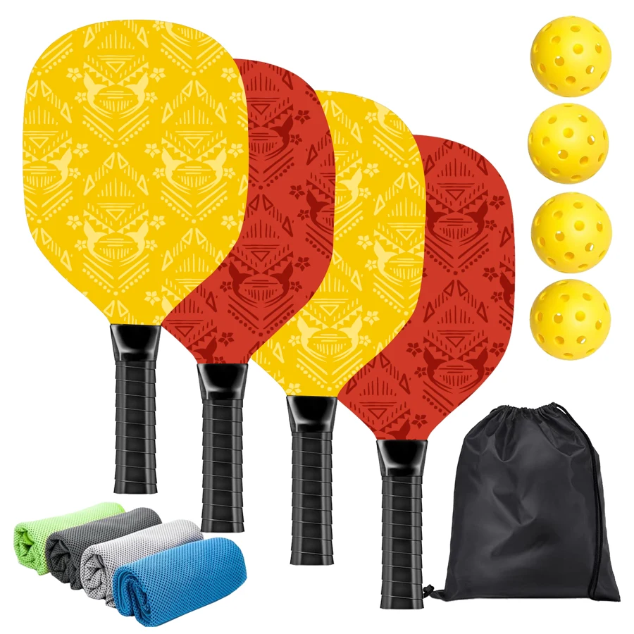 Wooden Pickleball Set w/ Drawstring Bag & Coolmax Towel 1