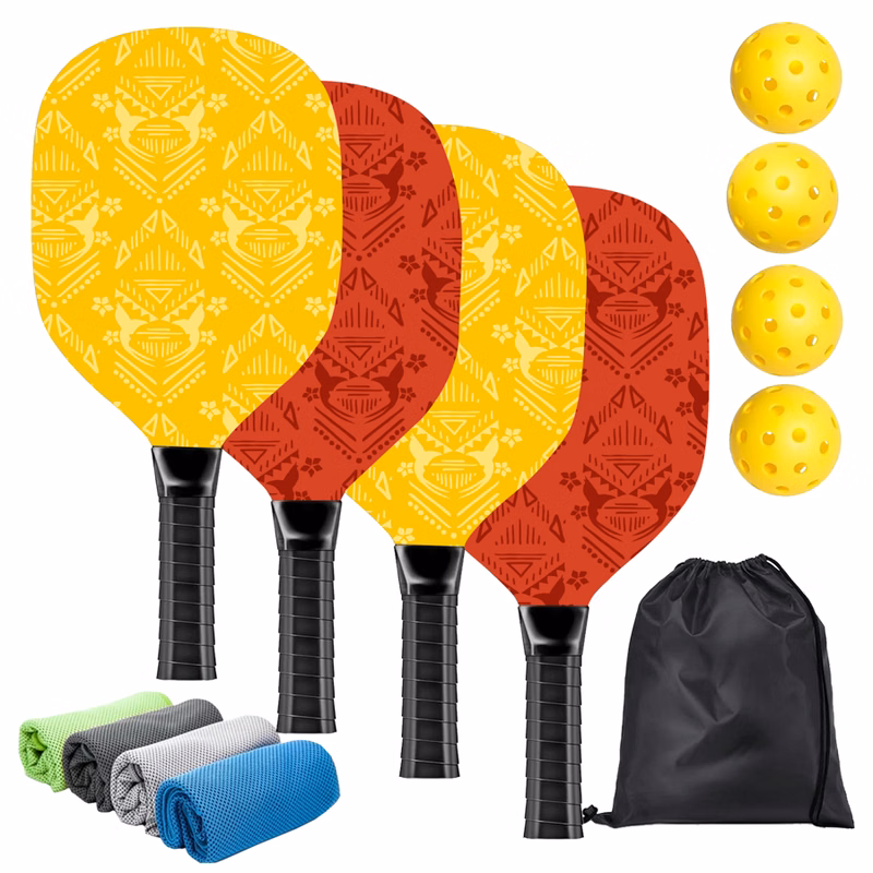 Wooden Pickleball Set w/ Drawstring Bag & Coolmax Towel