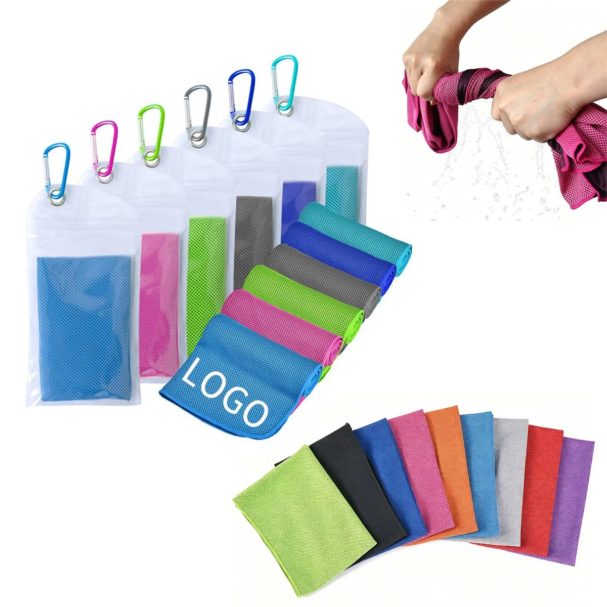 40" x 12" Microfiber Quick-Dry Cooling Towel with Carabiner 1