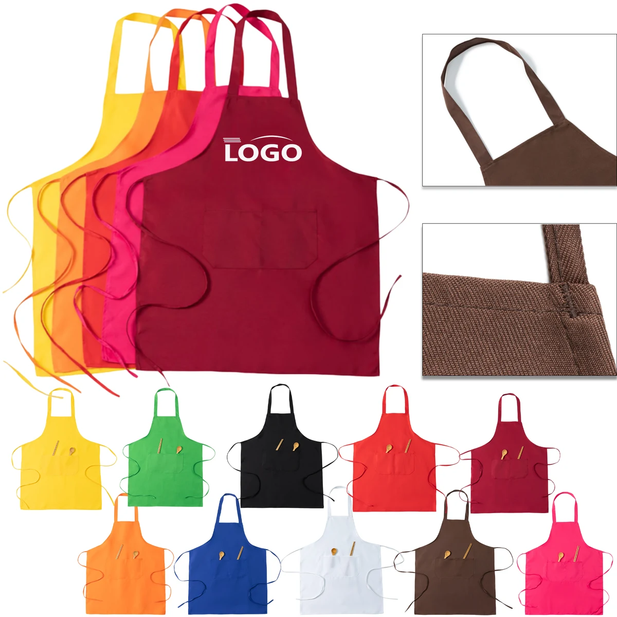 Polyester Waterproof Oil Resistant Chef Apron with Pockets 1