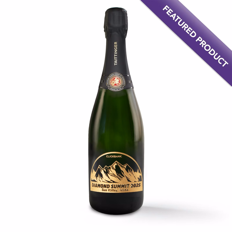 Etched Taittinger Brut La Française Champagne Bottle