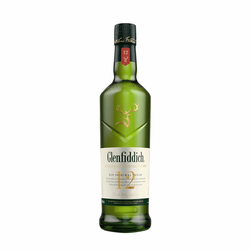 Etched Glenfiddich 12 Year Liquor Bottle
