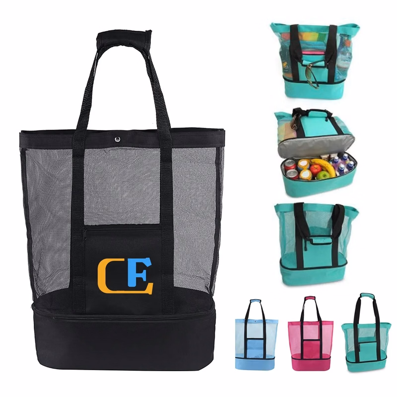 Detachable Mesh Beach Tote Bags with Cooler Compartment