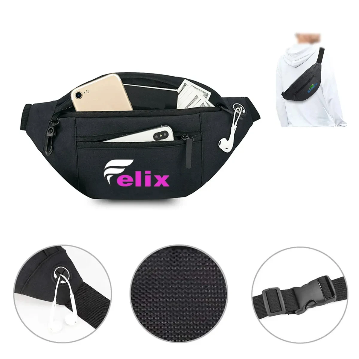 Small Zippered Fanny Pack 1