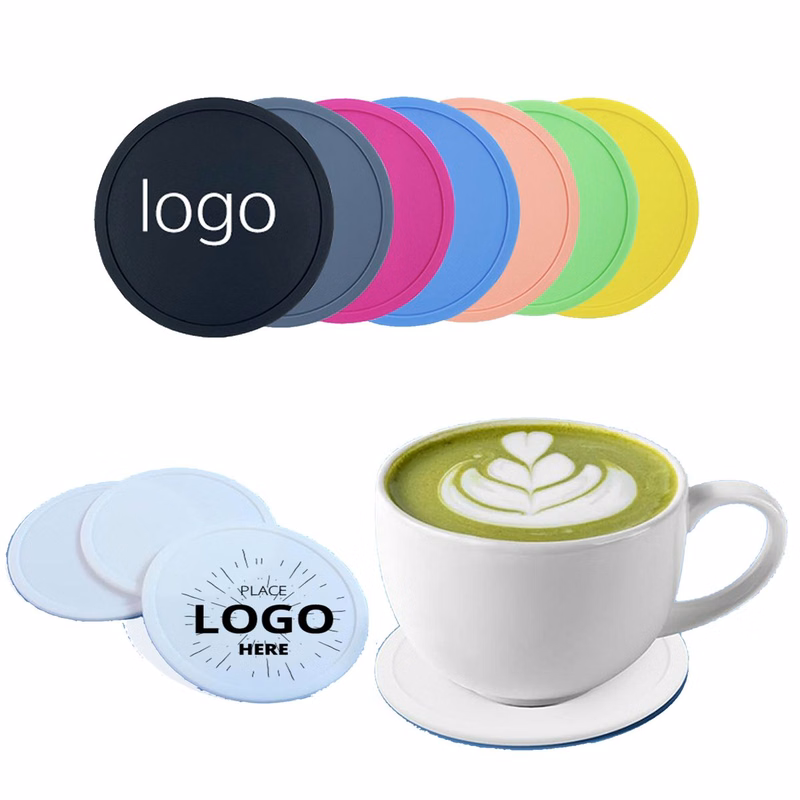 Promotional Food Grade Silicone Tea Cup Coaster With Custom Single-Color Logo Printing