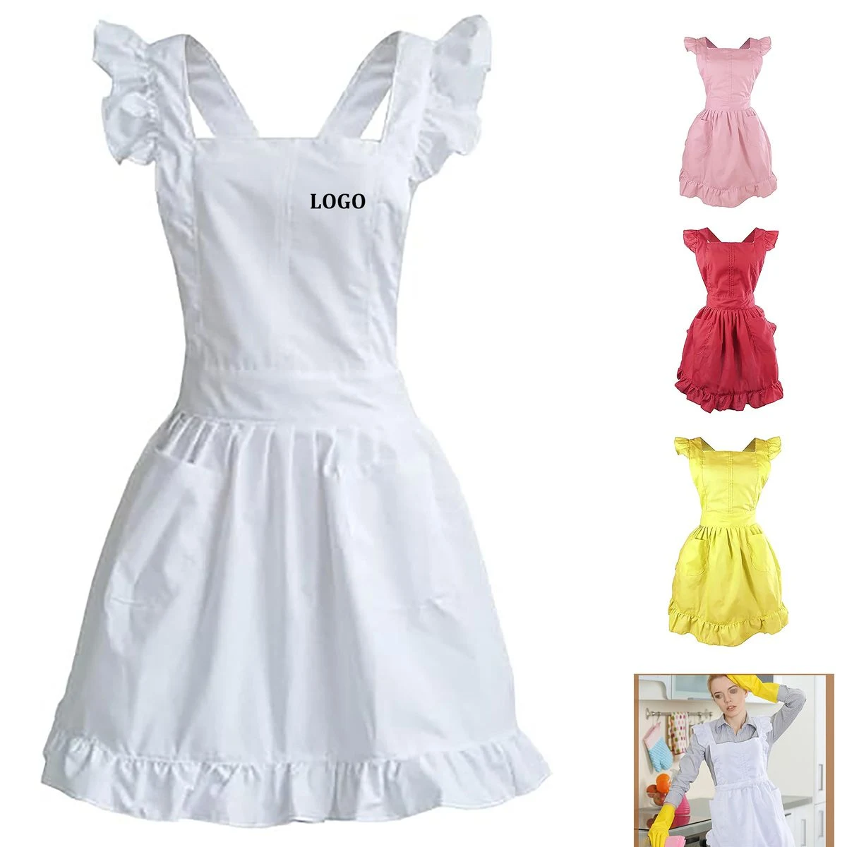 Ruffled Vintage Maid Apron 1