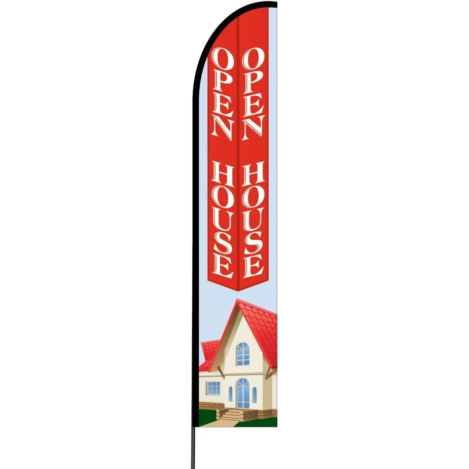 Open House Flag Kit 15' Feet Feather Flag Sign Outdoor Banner 1