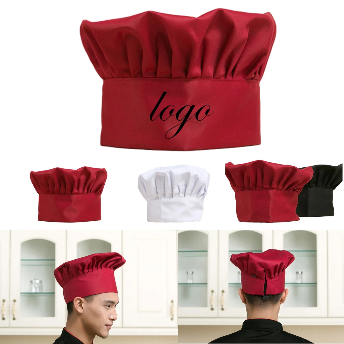 Premium Adjustable Elastic Baker Kitchen Cooking Chef Cap 1