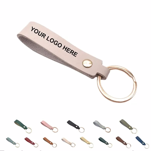 Custom PU Leather Key Tag with Metal Trim — Professional Gift & Accessory
