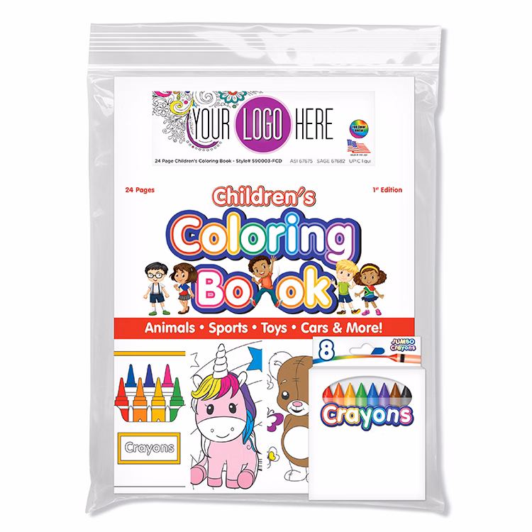 Children's Coloring Pack - Coloring Book with Crayons