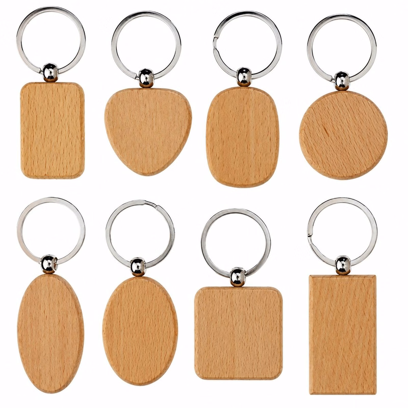 Engravable Wooden Tag Keychain