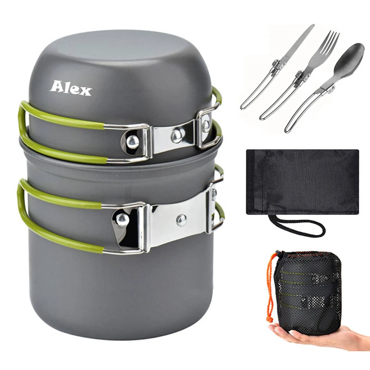 Portable camping cookware with cutlery 1