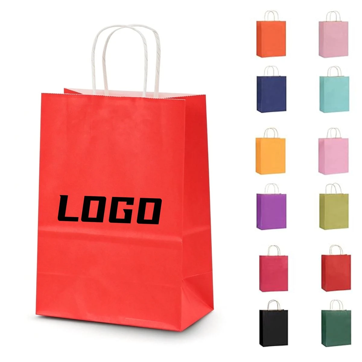 Custom Printed Kraft Paper Bags with Twisted Handles 1