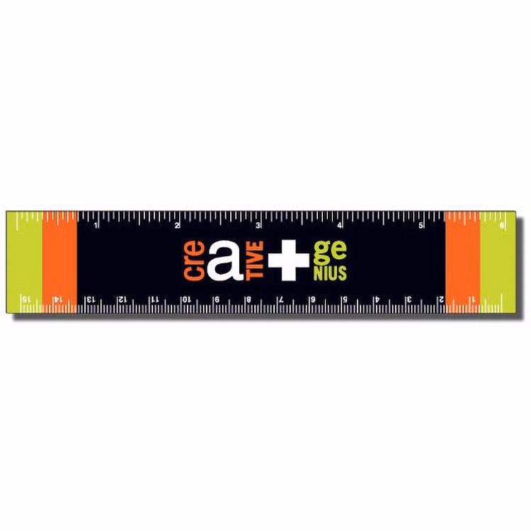 .020 White Plastic Rulers 1.25"x6.25" Rectangle / Square Corner, Spot Colour