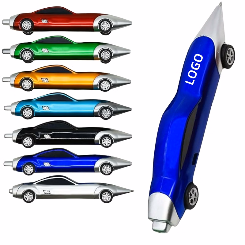 MOQ Cool Racing Car Ballpoint Pen with Rolling Wheels