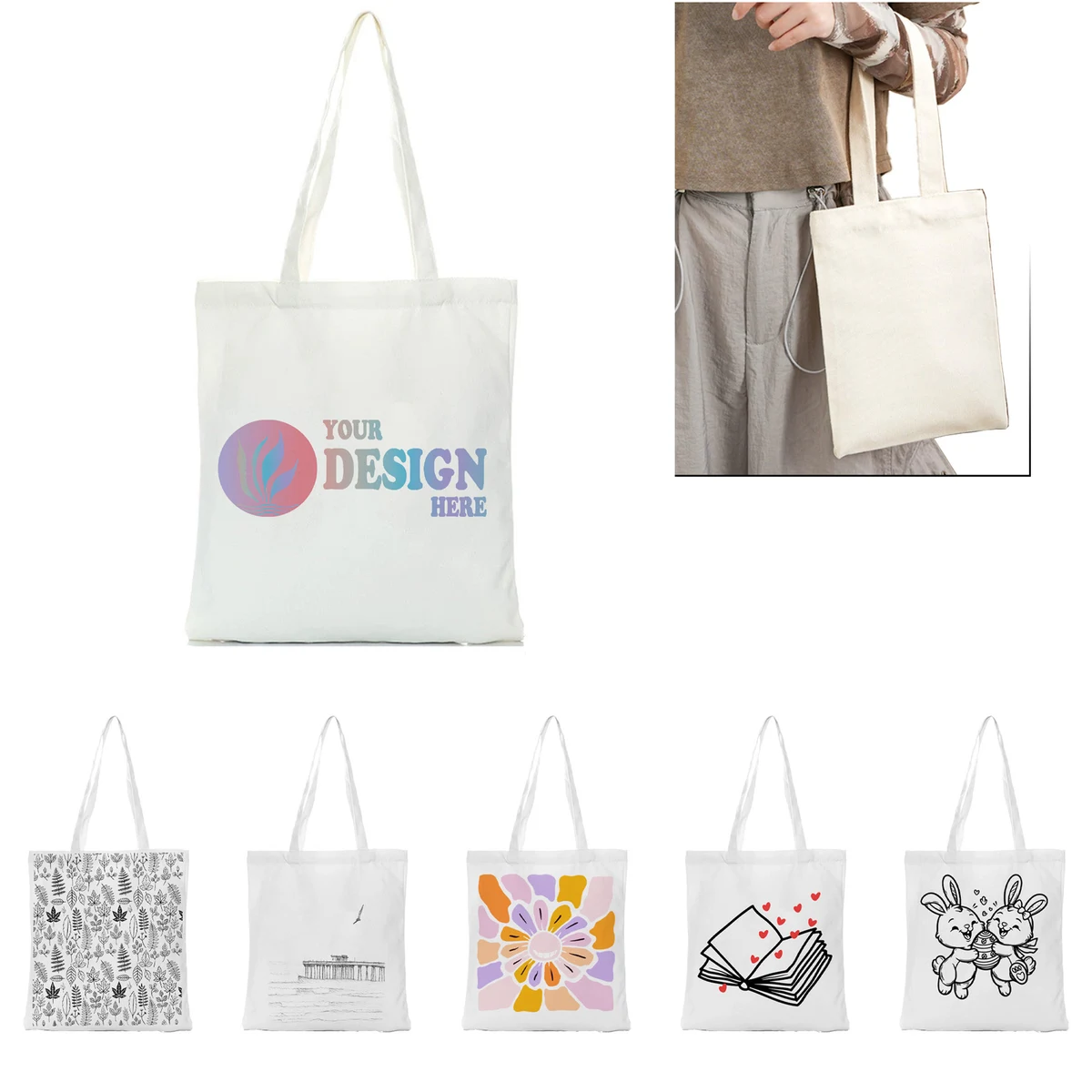Full Color Canvas Tote Bag, custom tote bag with logo imprint 1