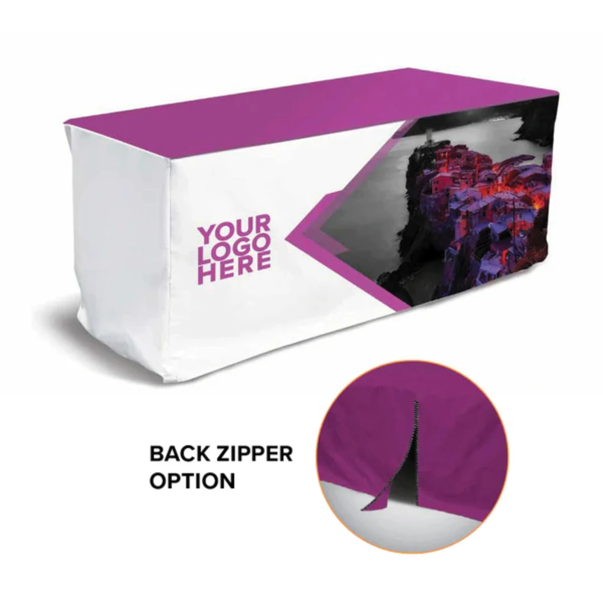 Premium 4ft Dye Sublimated Fitted Zipper Table Throw 1