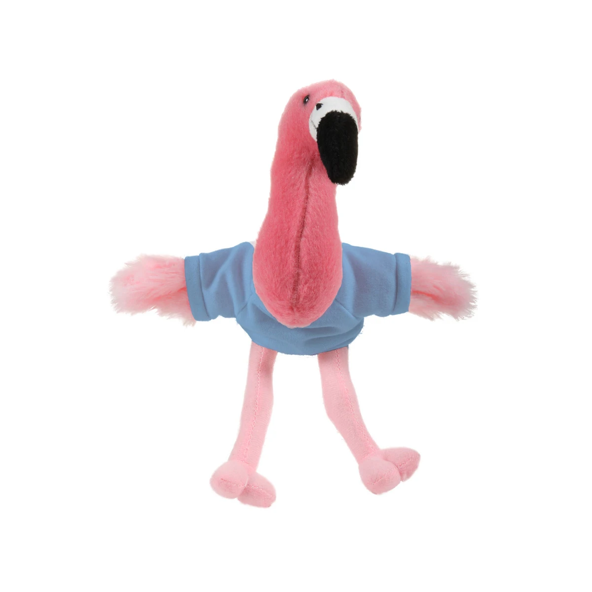 Soft Plush Sitting Flamingo waering a T-Shirt 1